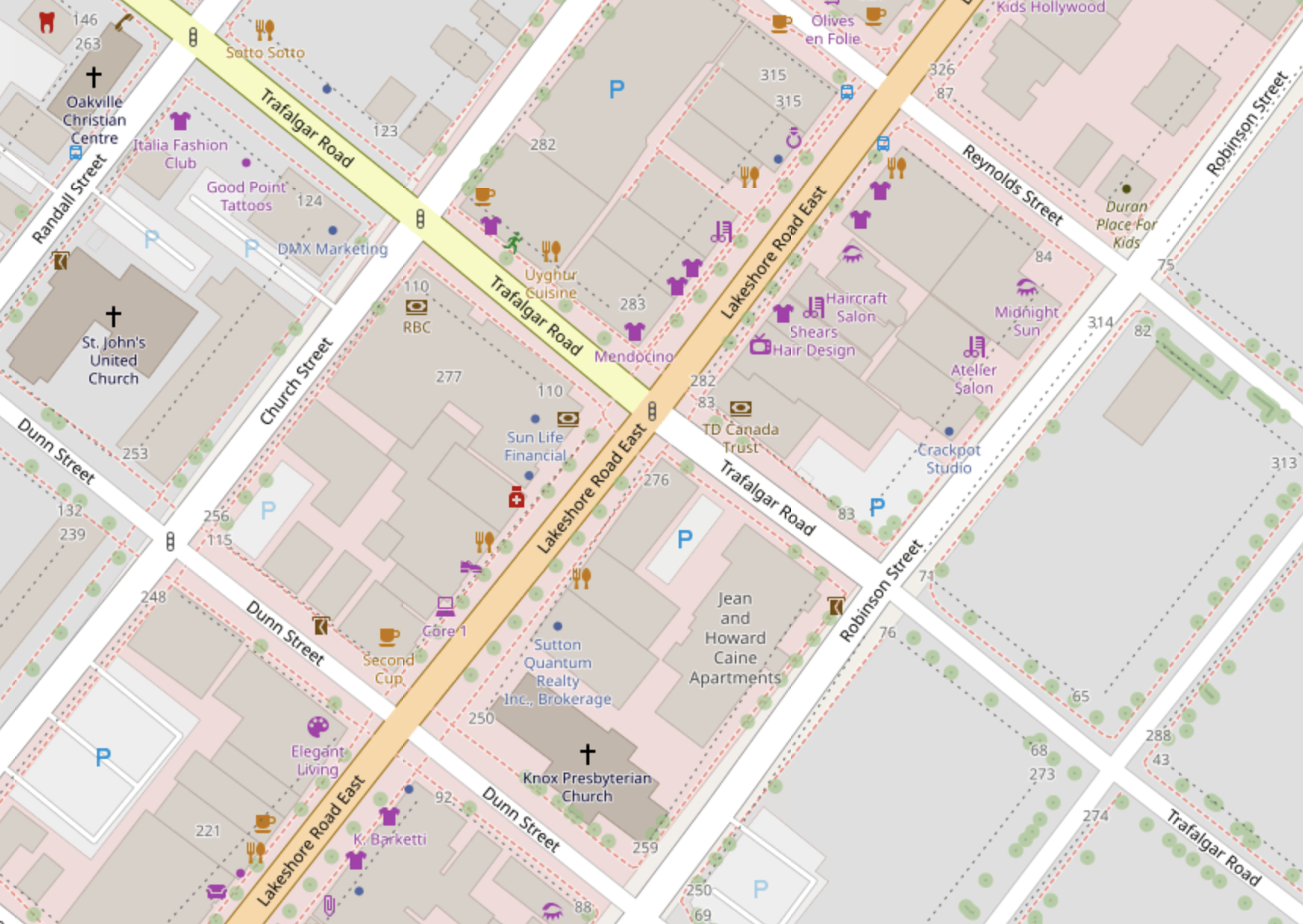 Trafalgar Road and Lakeshore Road East | Openstreetmap